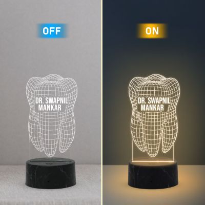 Teeth 3D Illusion Night lamp with Warm White Light Desk Table lamp Gift for Doctor